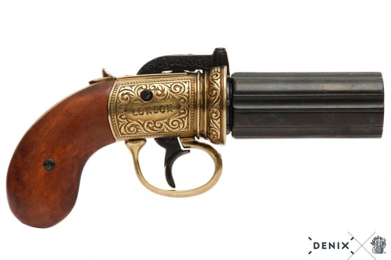 Réplica Pepperbox – revólver de seis cañones, Inglaterra 1840