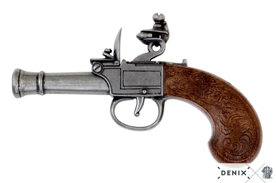 Réplica de pistola de bolsillo Bunney, Inglaterra, siglo XVIII
