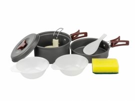 Juego de utensilios de senderismo de aluminio anodizado MFH para 2 personas