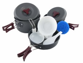 Juego de utensilios turísticos de aluminio anodizado MFH para 3 personas