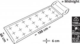 Colchoneta autohinchable para coche Cattara Midnight 180x66x4cm con cojín