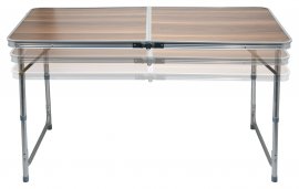 Mesa de camping plegable Doble telescópica marrón