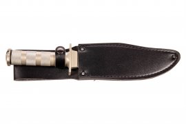 Cuchillo de supervivencia Fox Outdoor con funda de cuero