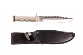 Cuchillo de supervivencia Fox Outdoor con funda de cuero