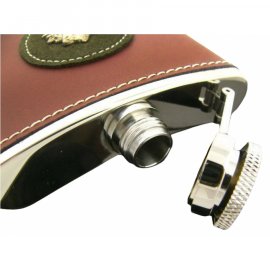 Petaca de caza con funda de cuero 175ml