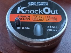 Opinión: Diabolo JSB KO Slugs .216 5,5mm 1.645g 200uds - 1