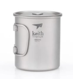 Taza de titanio Keith con tapa 450ml 2