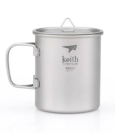 Taza de titanio Keith con tapa 450ml 3