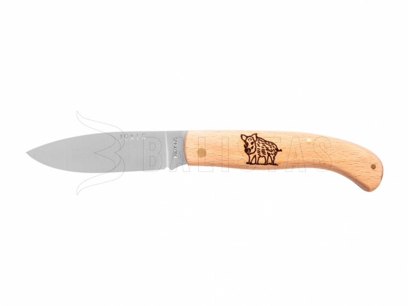 Cuchillo Joker NH78-3 motivo jabalí madera 8 cm