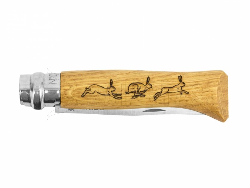 Cuchillo Opinel 8 Inox Haya motivo conejo