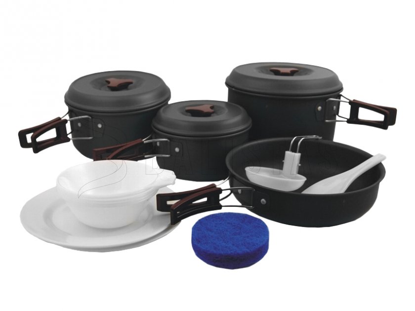 Juego de utensilios turísticos de aluminio anodizado MFH para 5 personas