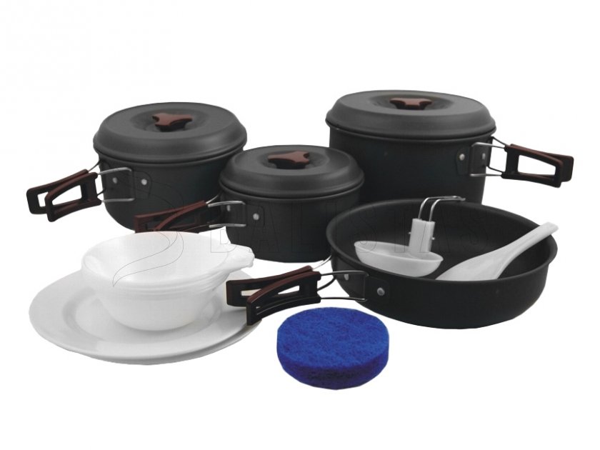 Juego de utensilios turísticos de aluminio anodizado MFH para 5 personas