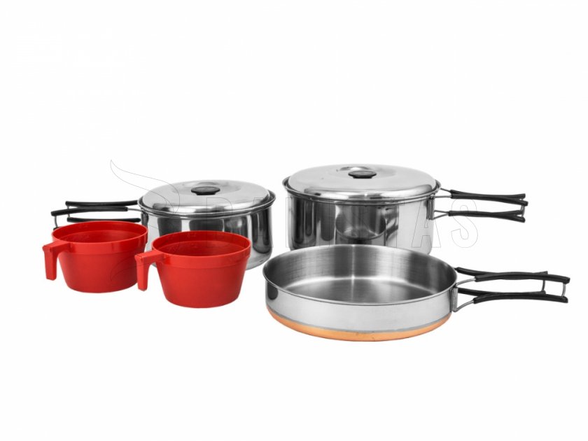 Set de cocina de acero inoxidable para 2 personas