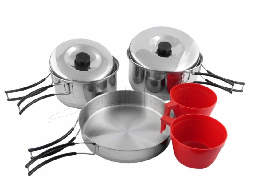 Set de cocina de acero inoxidable para 2 personas