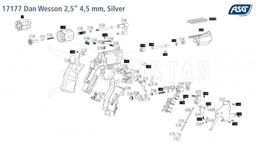 Revólver de aire comprimido ASG Dan Wesson 2,5" para perdigones de 4,5mm