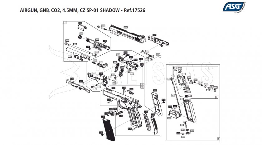 Pistola de aire ASG CZ-75 SP-01 Shadow 4,5mm