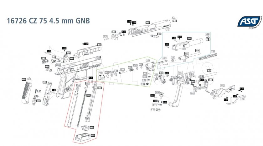 Pistola de aire comprimido ASG CZ-75 P-07 Duty 4,5mm