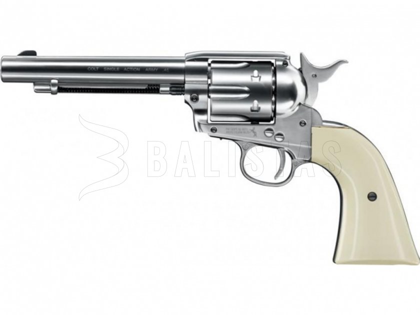 Revólver de aire Umarex Colt SAA .45 Diabolo níquel 4,5 mm