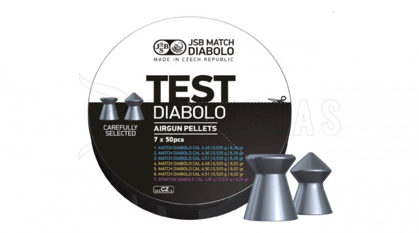 Diábolo JSB Match Test Peso Medio 4,5mm 350pcs