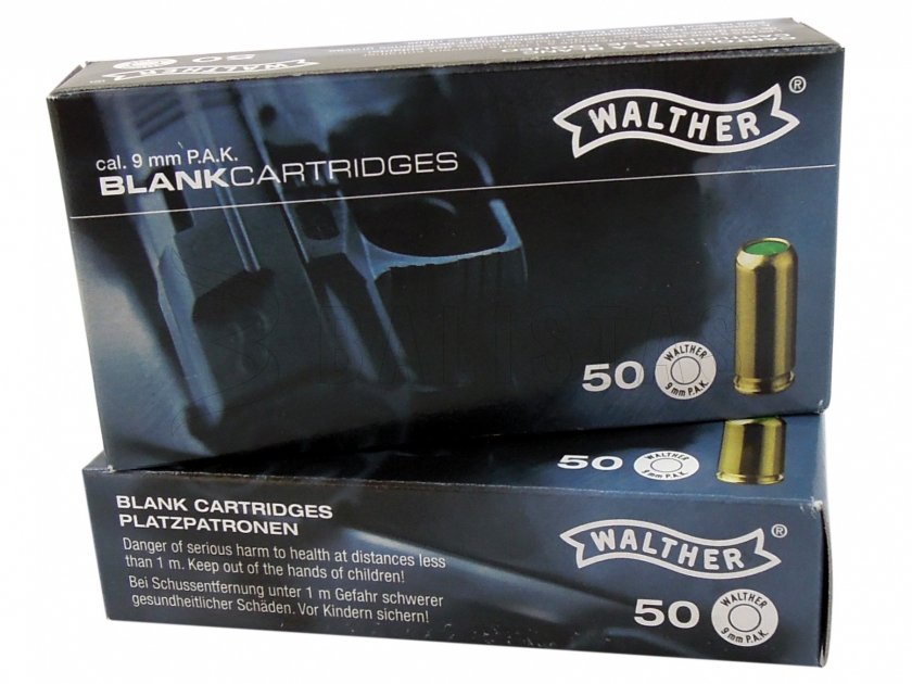 Cartuchos de fogueo Walther 9mm pistola 50uds