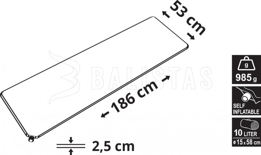 Colchoneta autoinflable Cattara 2,5cm azul