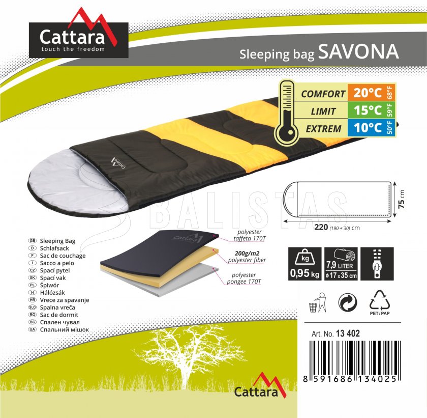 Saco de dormir tipo manta Savona 200cm