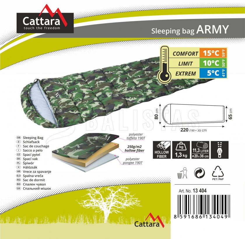 Saco de dormir manta Army 200cm