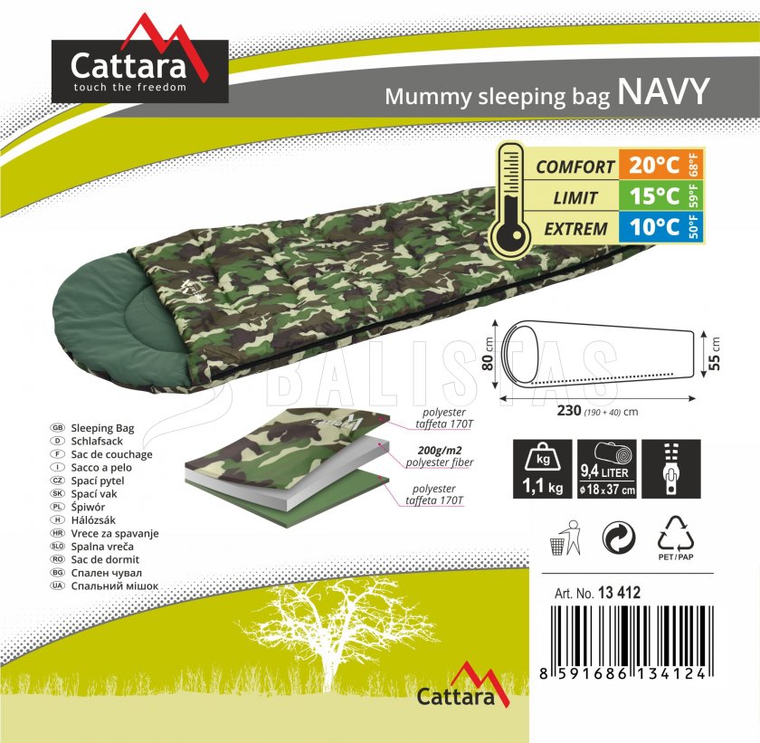 Saco de dormir momia Navy 200cm