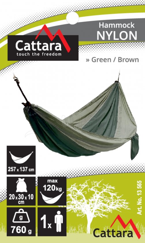 Hamaca NYLON 275x137 cm verde-marrón