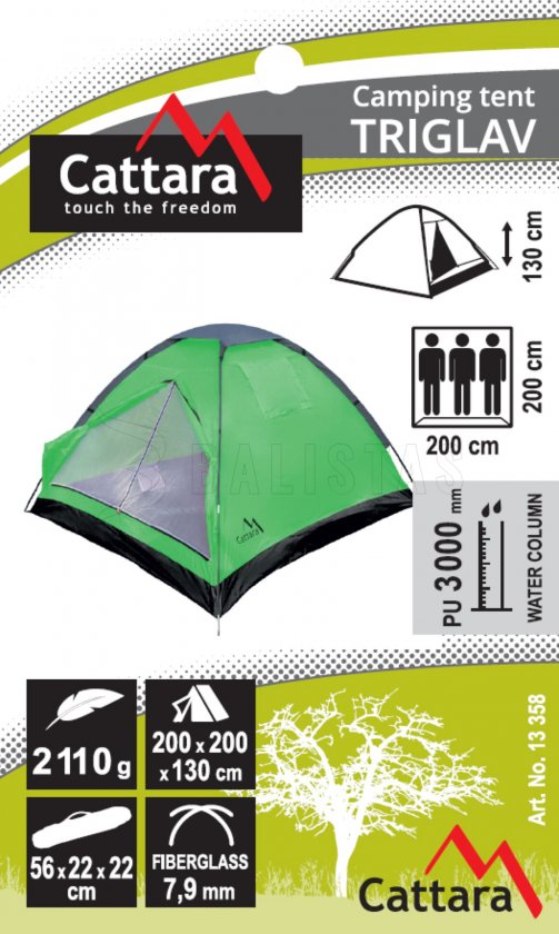 Tienda Triglav para 3 personas 200x200x130 cm