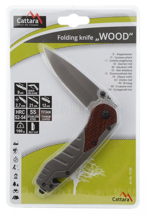 Cuchillo Madera con cierre de seguridad 21 cm