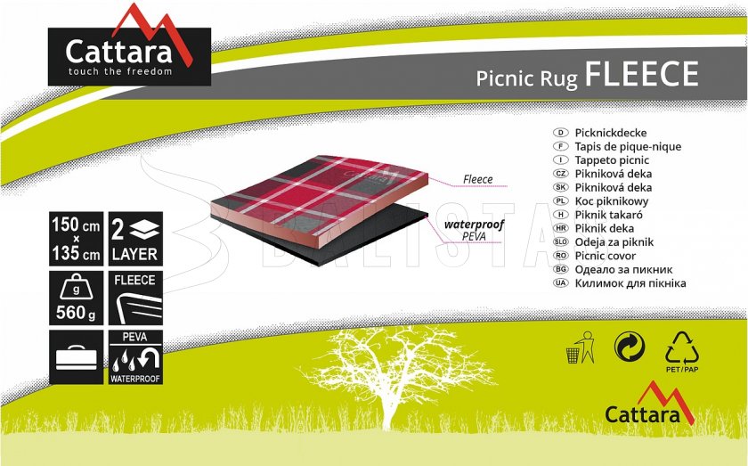 Manta de picnic Fleece 150x135 cm roja