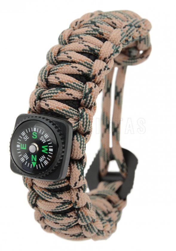 Pulsera de exterior con brújula y accesorios