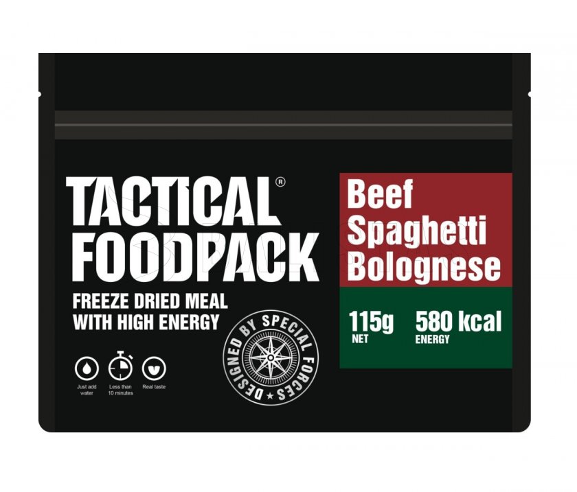 Comida deshidratada - espaguetis a la boloñesa con ternera Tactical Foodpack