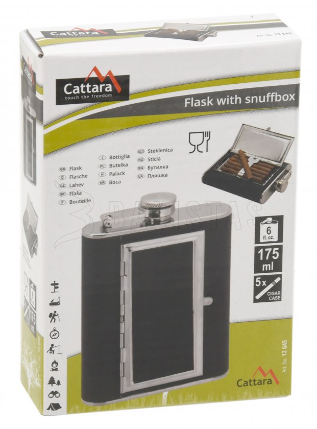 Petaca Cattara 175ml con funda para puros