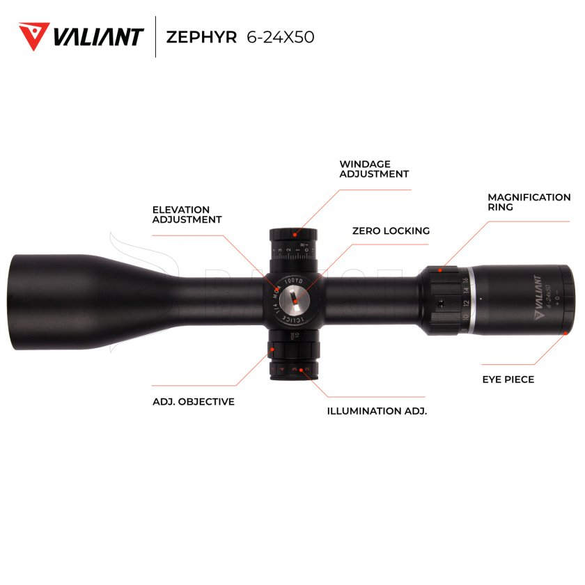 Visor Valiant Zephyr 6-24x50 SF SIR Mil-Dot