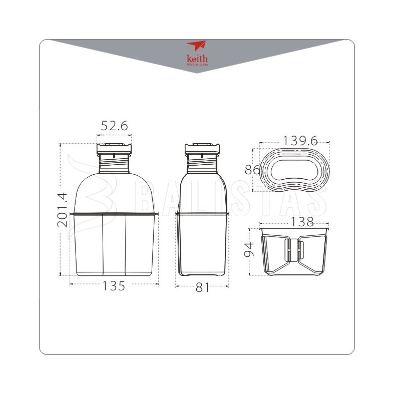 Juego de cocina de titanio Keith Canteen Mess Kit