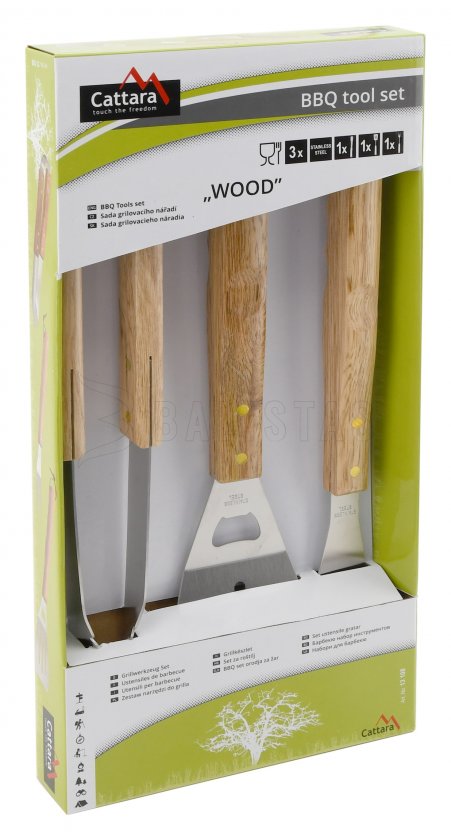 Juego de utensilios para barbacoa Cattara Wood set 3pcs