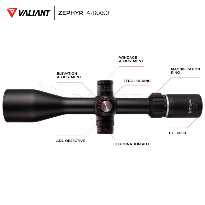 Visor Valiant Zephyr 4-16x50 SF SIR Mil Dot