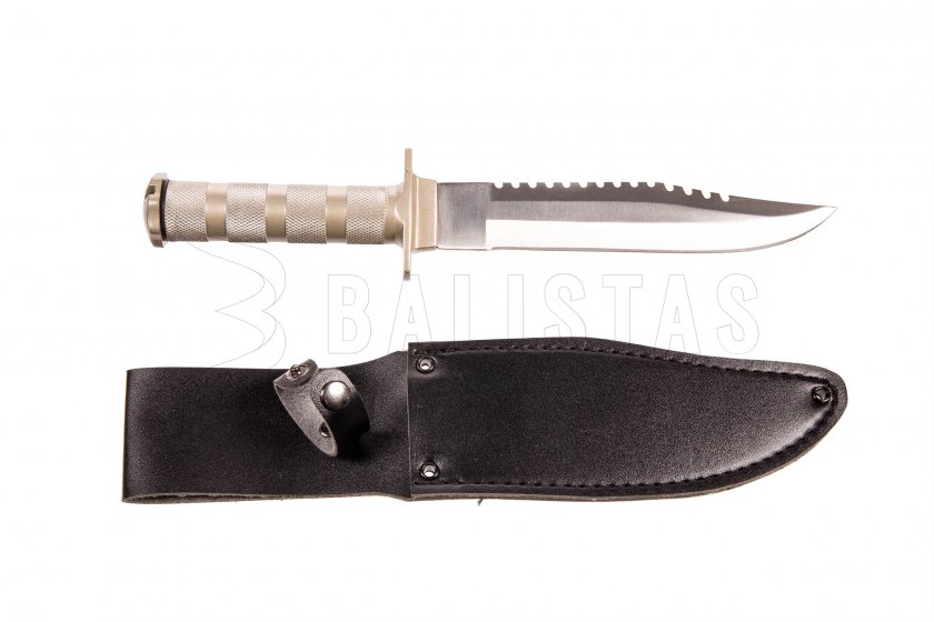 Cuchillo de supervivencia Fox Outdoor con funda de cuero