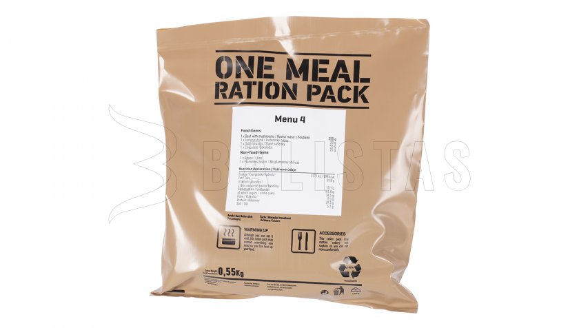MRE One Meal, Menú IV - Ternera con champiñones