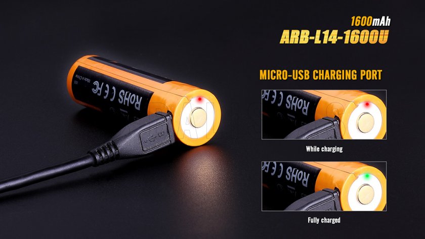 Pila recargable USB AA Fenix ARB-L14-1600U