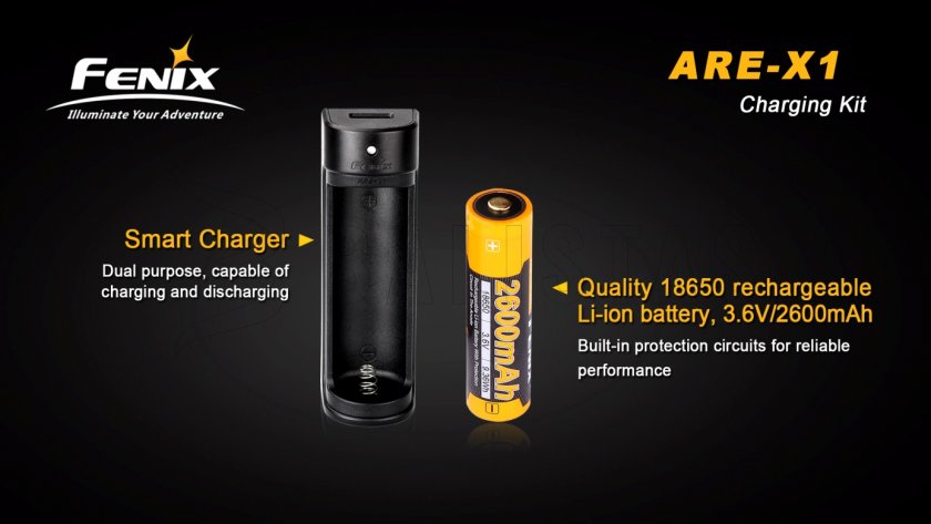 Cargador USB Fenix ARE-X1 + 18650 (2600 mAh)