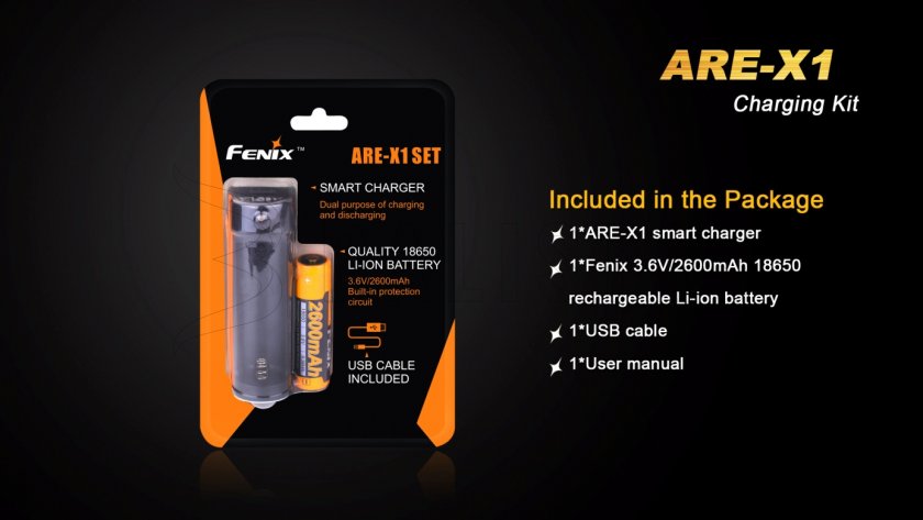 Cargador USB Fenix ARE-X1 + 18650 (2600 mAh)