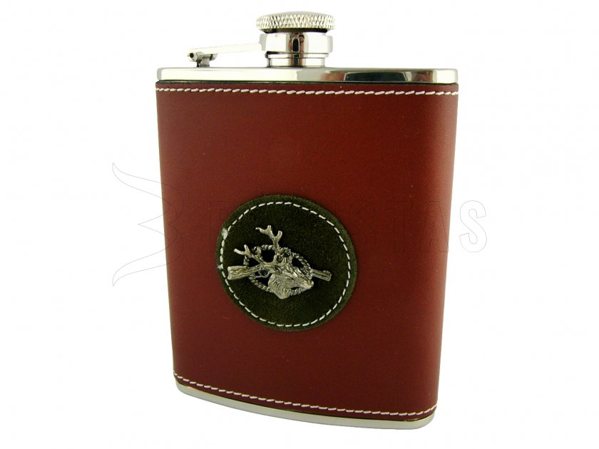 Petaca de caza con funda de cuero 175ml