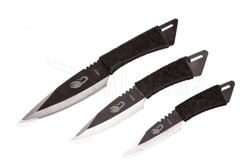 Juego de cuchillos Kandar cuerda paracord negra (115)