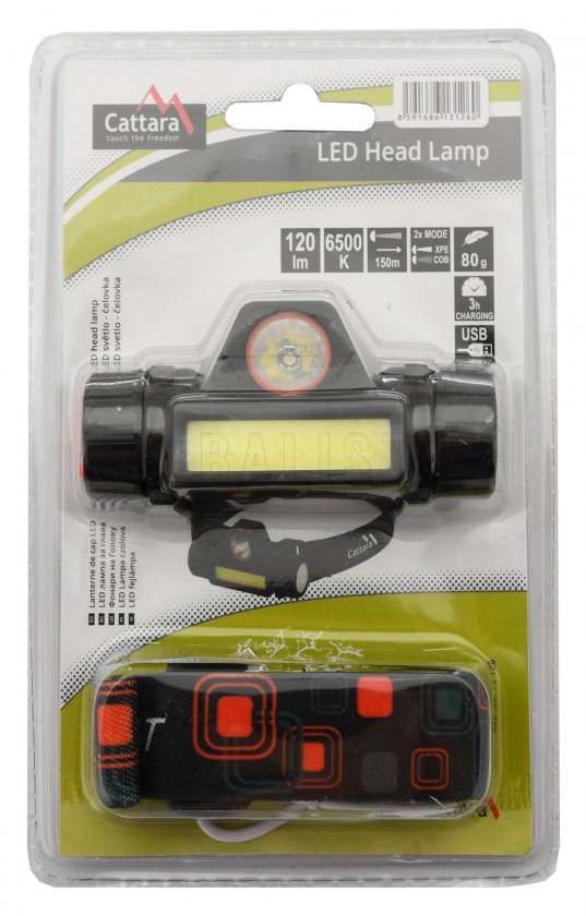 Cattara 120lm Linterna frontal recargable