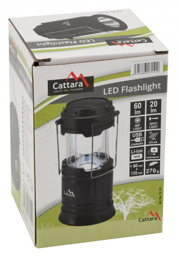 Linterna de camping recargable Cattara LED 20/60lm extensible