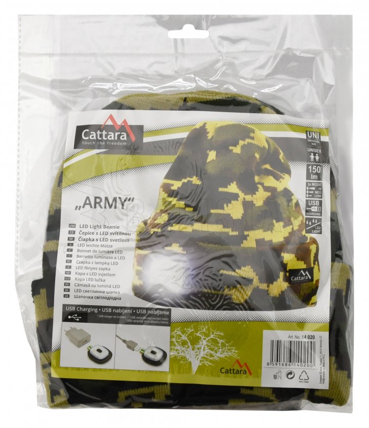 Gorra ARMY con linterna LED recargable por USB