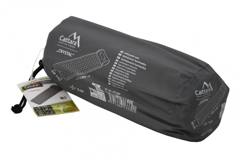 Colchoneta hinchable para coche CRYSTAL 195x58x5cm gris